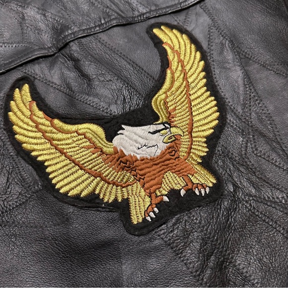 VTG 90s Leather Patchwork Lace Up Sides Motorcycle Biker Vest - Picture 13 of 13